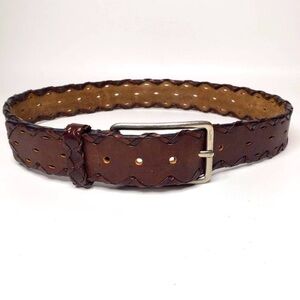 DKNY Leather Braided Edge Chunky Belt M